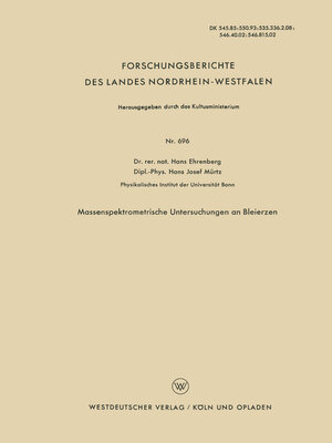 cover image of Massenspektrometrische Untersuchungen an Bleierzen